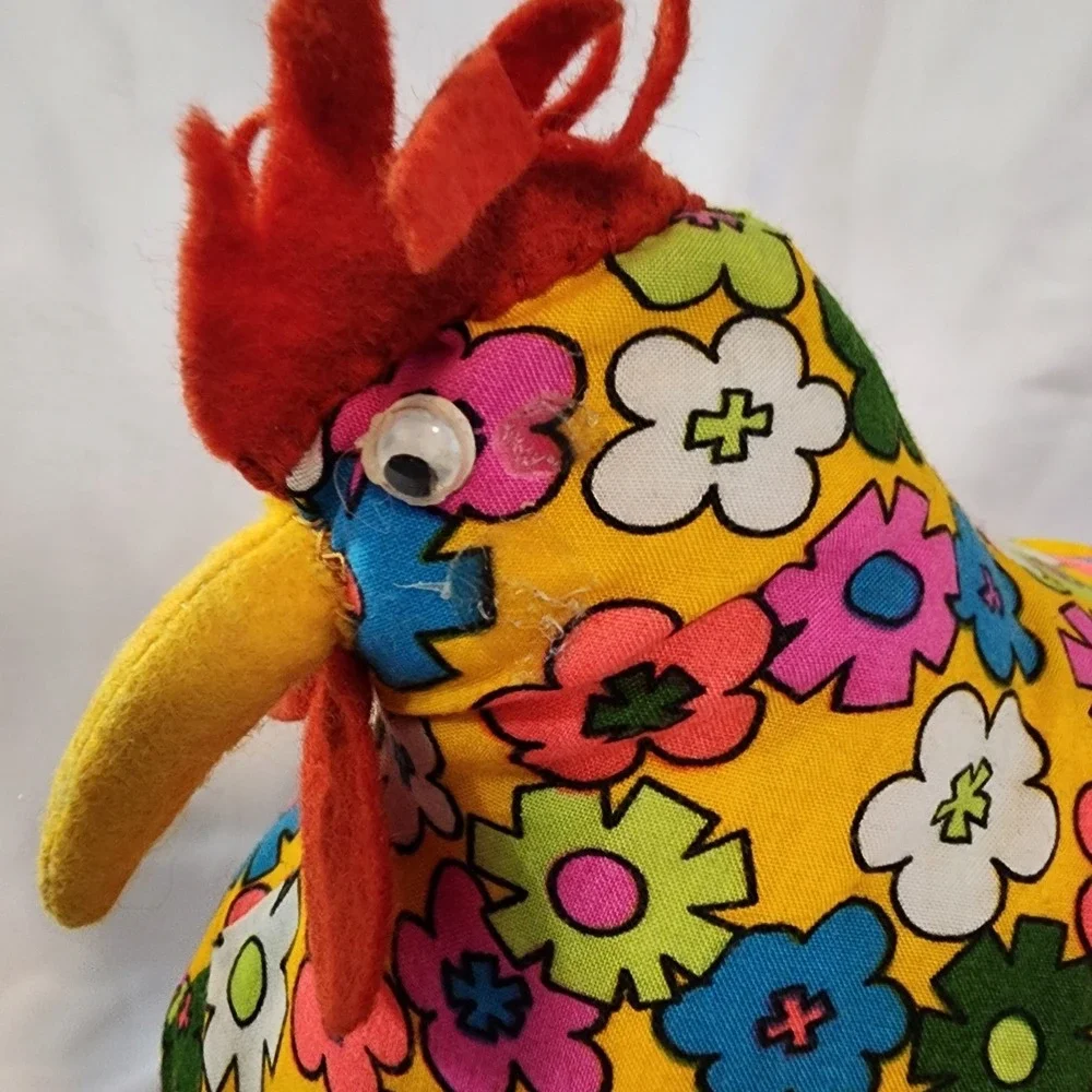 Vintage‎ Handmade Primitive Rooster Farm Decor Stuffed Fabric Doorstop Chicken